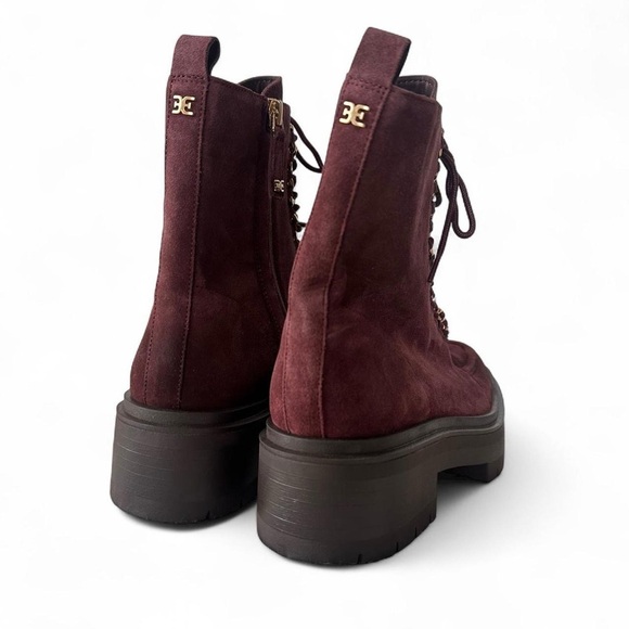Sam Edelman Lovrin Burgundy Suede Platform Combat Boots 7 NWT - Picture 5 of 8